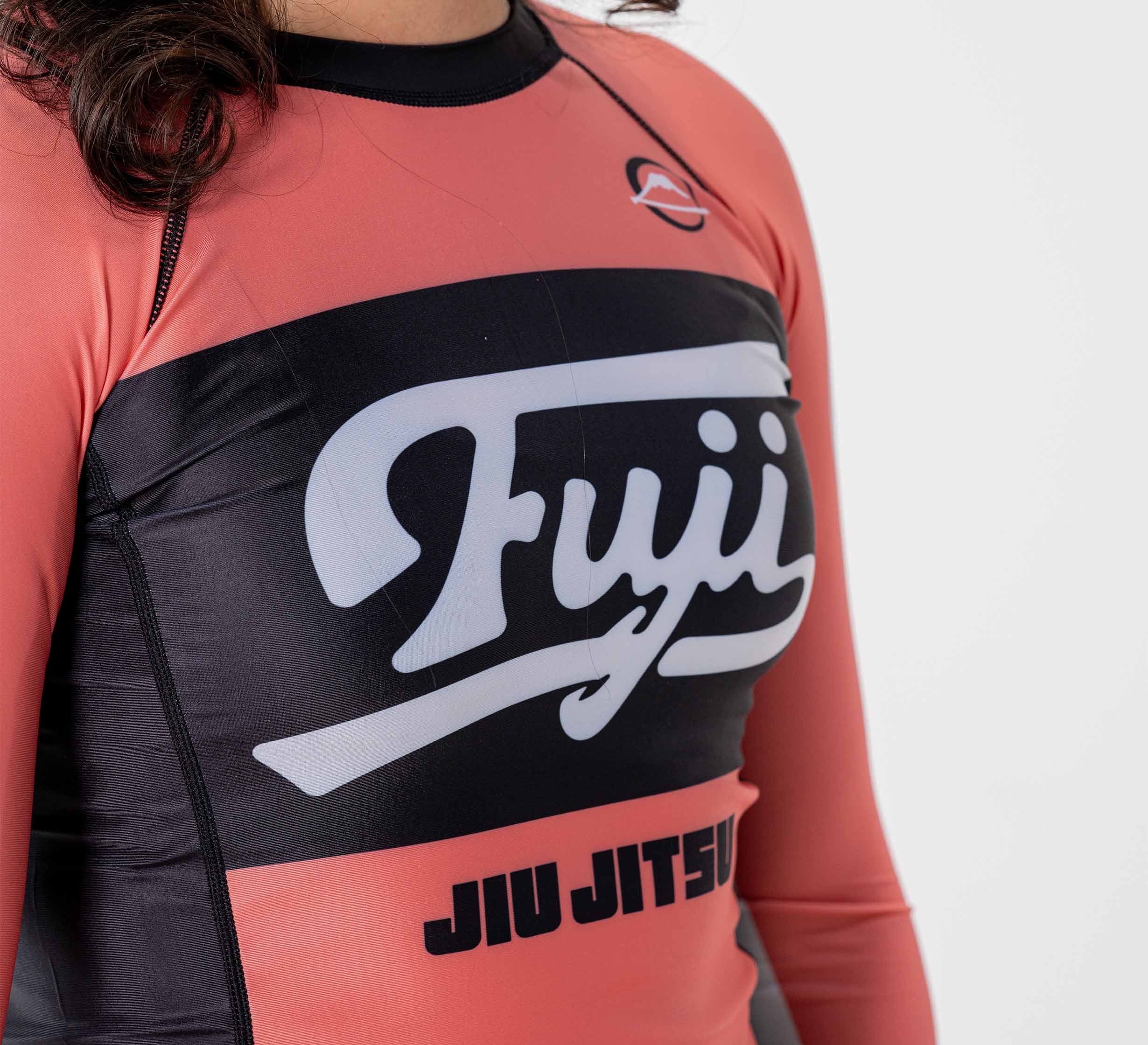 Womens Jiu Jitsu Script Flex Lite Long Sleeve Rashguard Pink