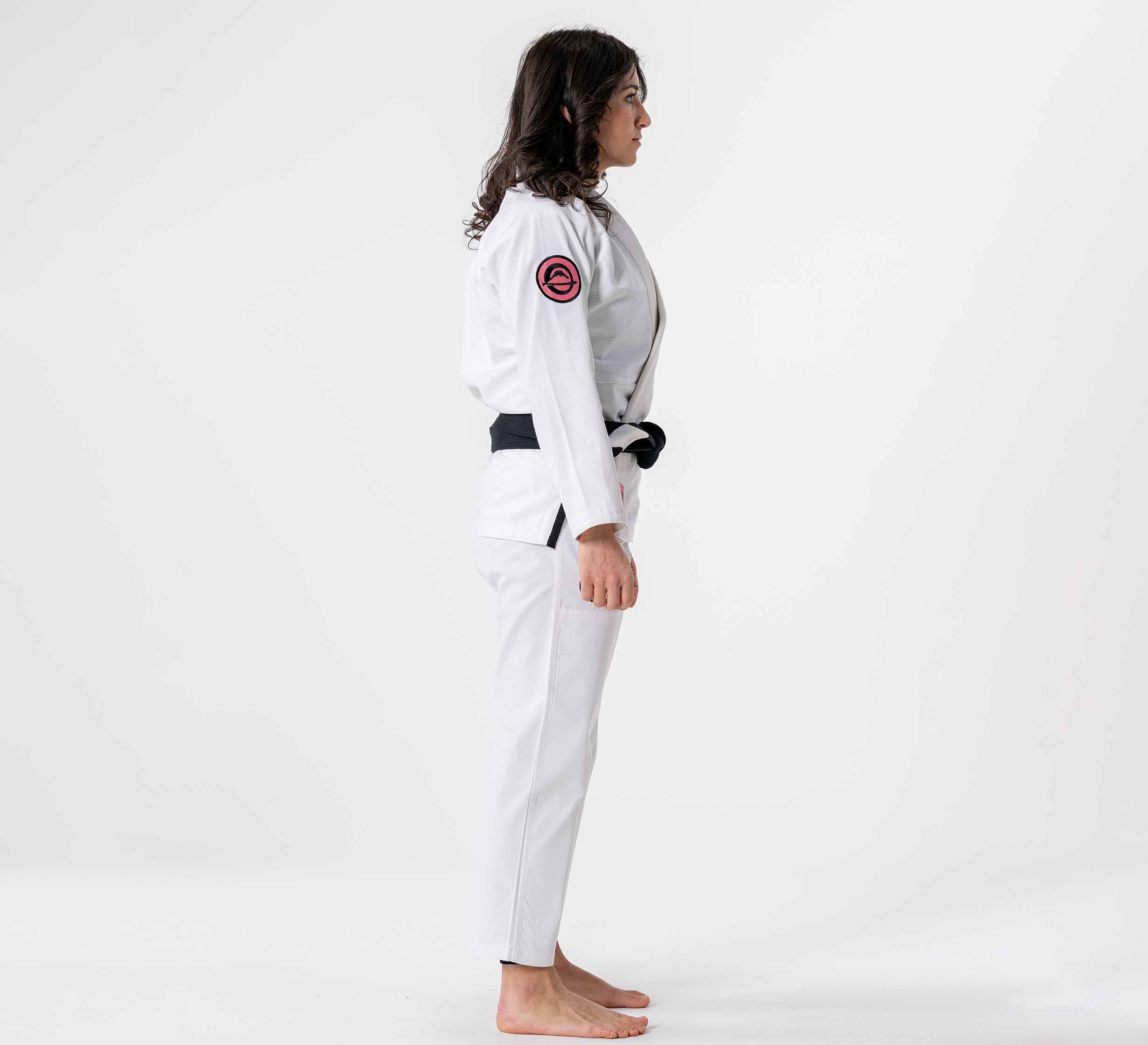 Womens Flow-Tech BJJ Gi White/Pink/Teal