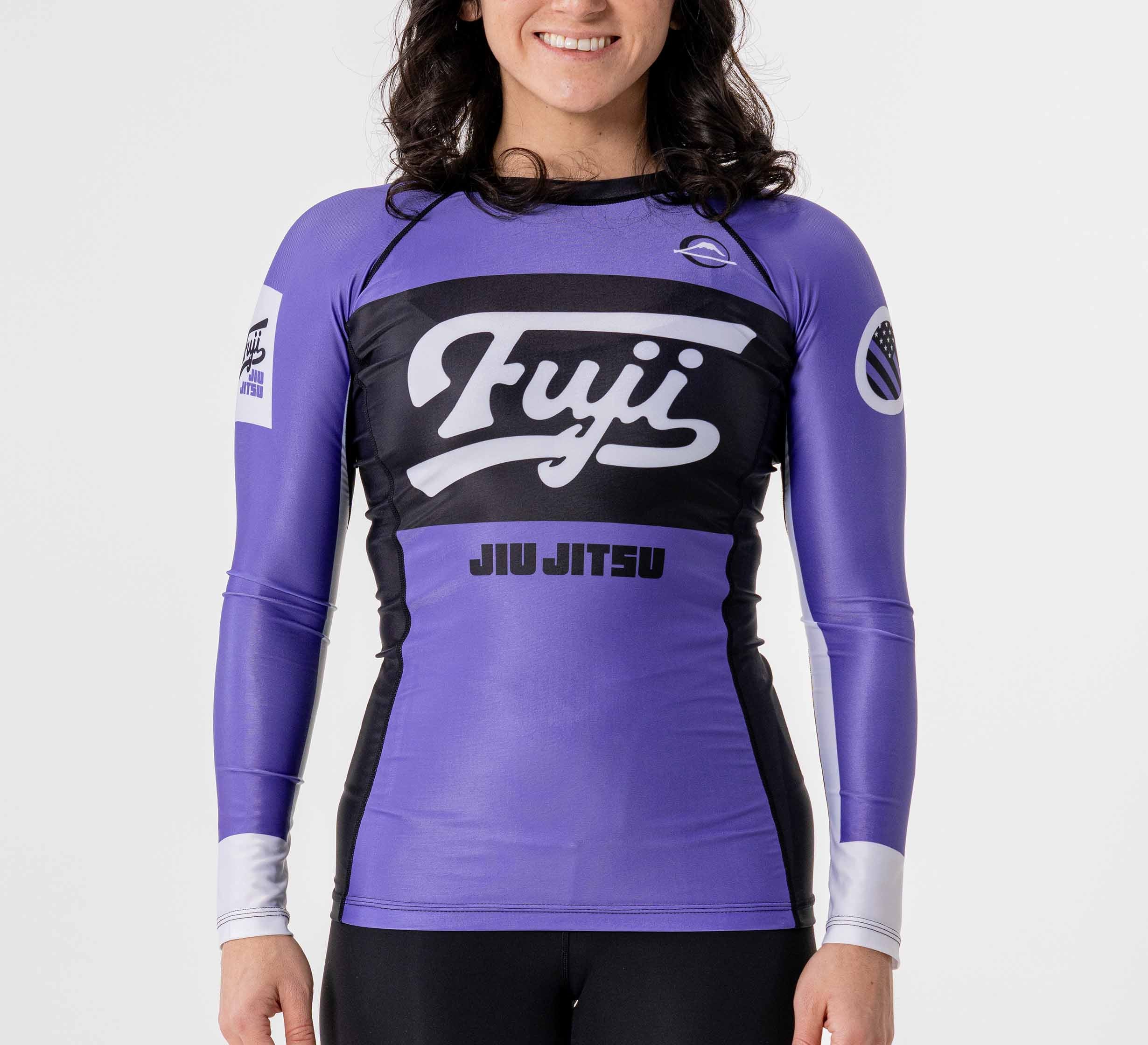 Womens Jiu Jitsu Script Flex Lite Long Sleeve Rashguard Purple