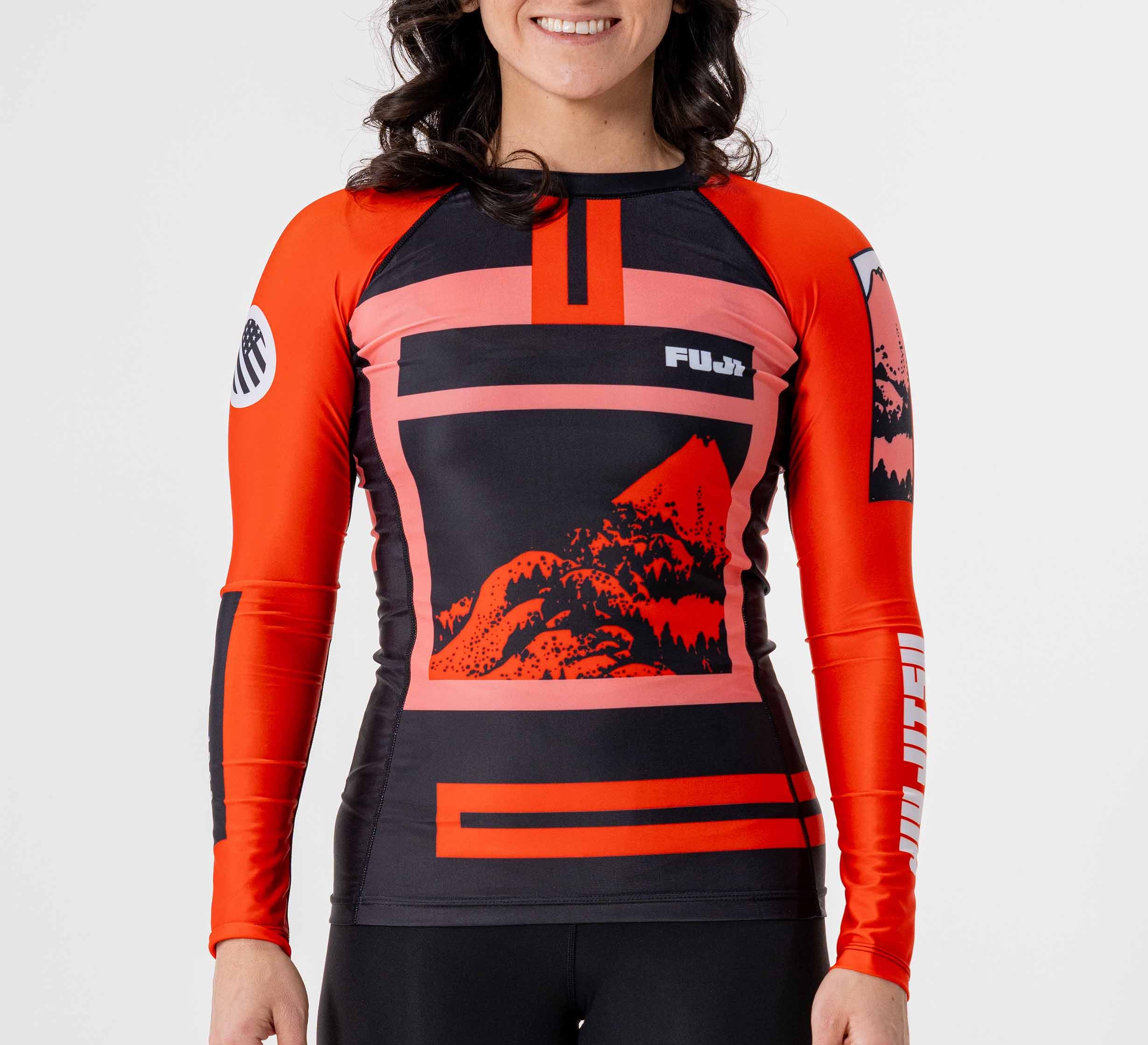 Womens Mt. FUJI Flex Lite Long Sleeve Rashguard Red