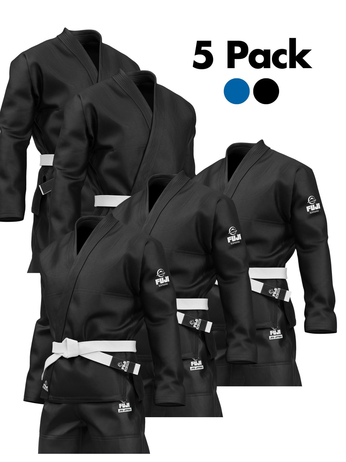 Starter BJJ Adult Gi Bundle Black/Blue (5 Pack)