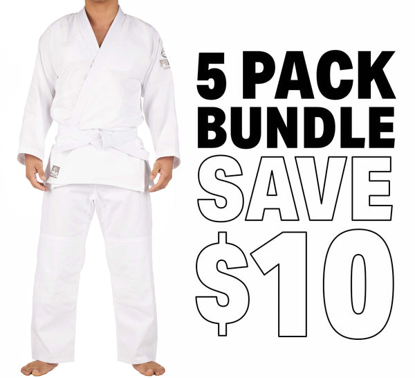 Starter Judo Adult Gi Bundle White (5 Pack)