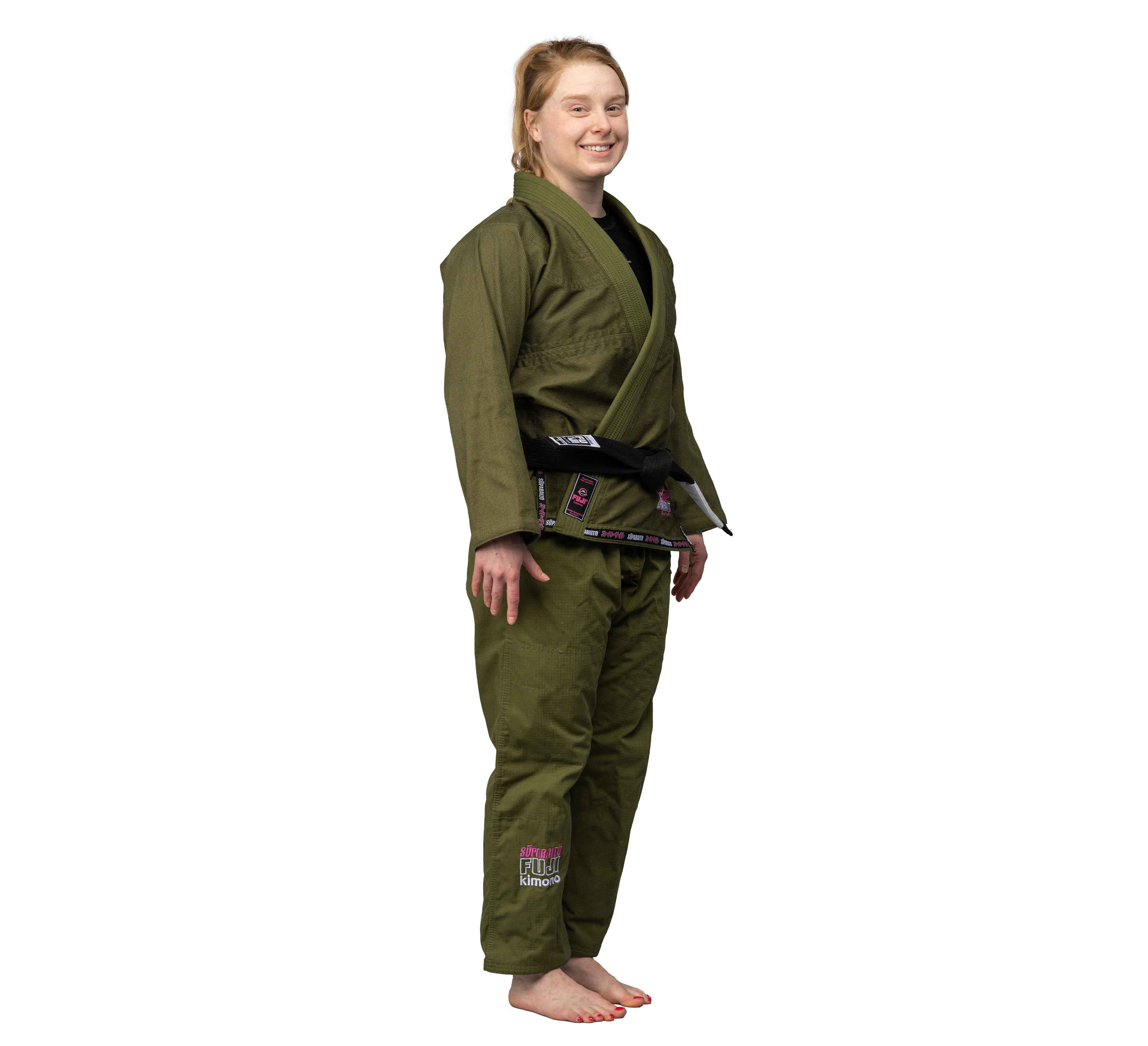 Suparaito Womens BJJ Gi Military Green and Pink