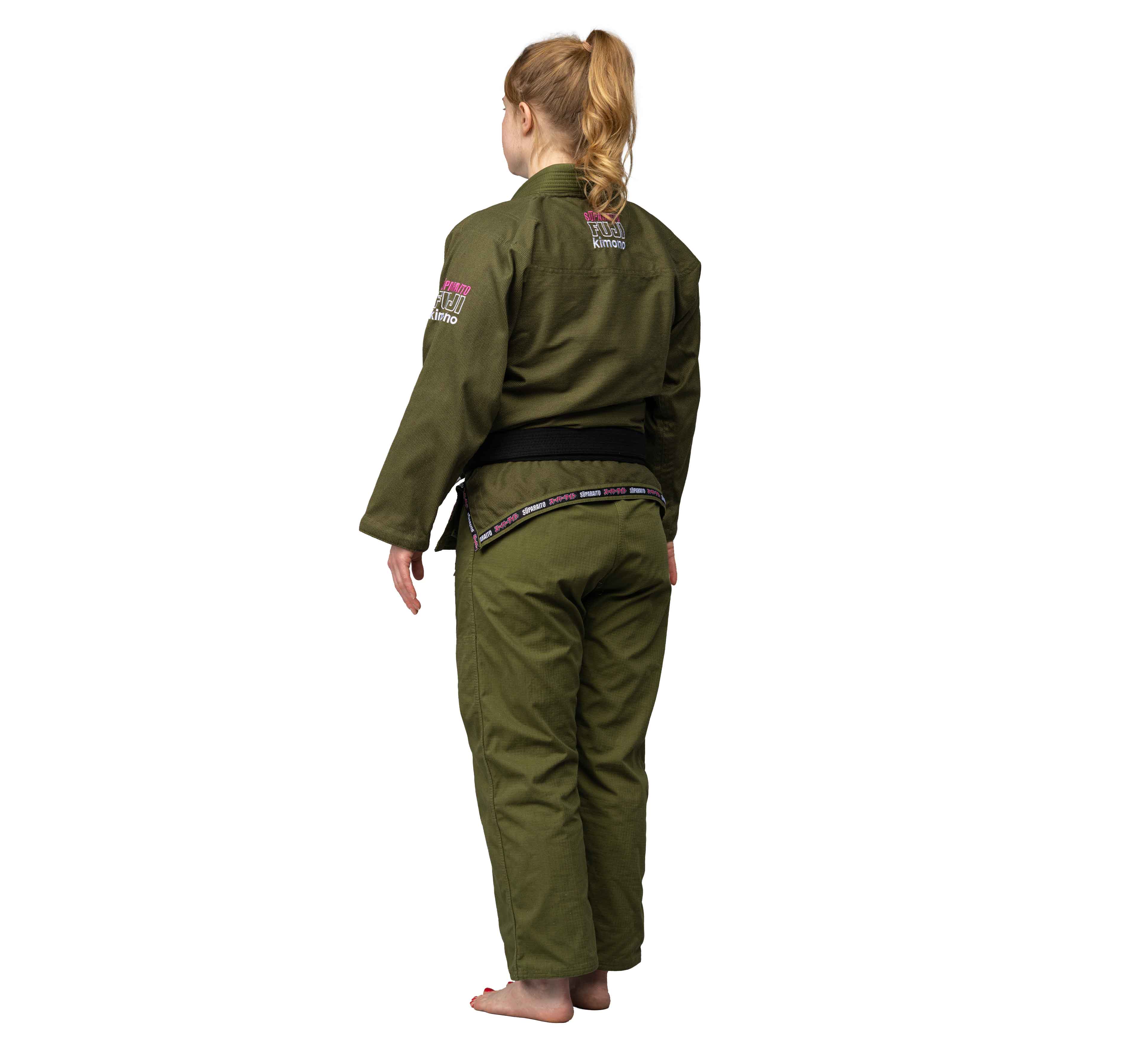 Suparaito Womens BJJ Gi Military Green and Pink