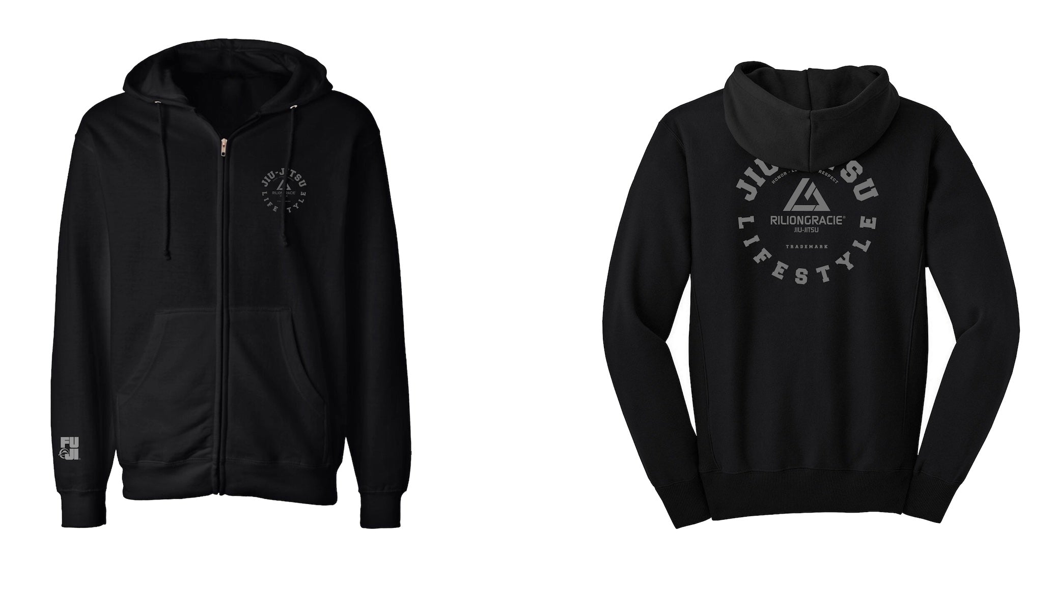 Rilion Gracie Lifestyle Black Zip Hoodie Youth