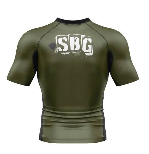 SBG Green Stencil Gorilla Mens Short Sleeve Rashguard