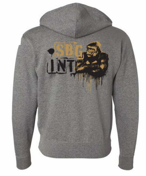 SBG Stencil Gorilla Zip Up Hoodie Grey