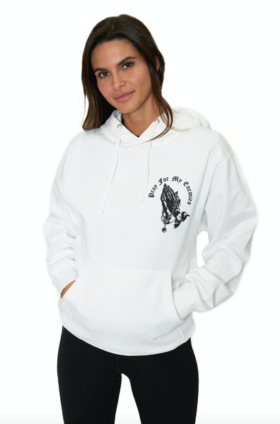 Renzo Gracie Pray for My Enemies Pullover Hoodie White