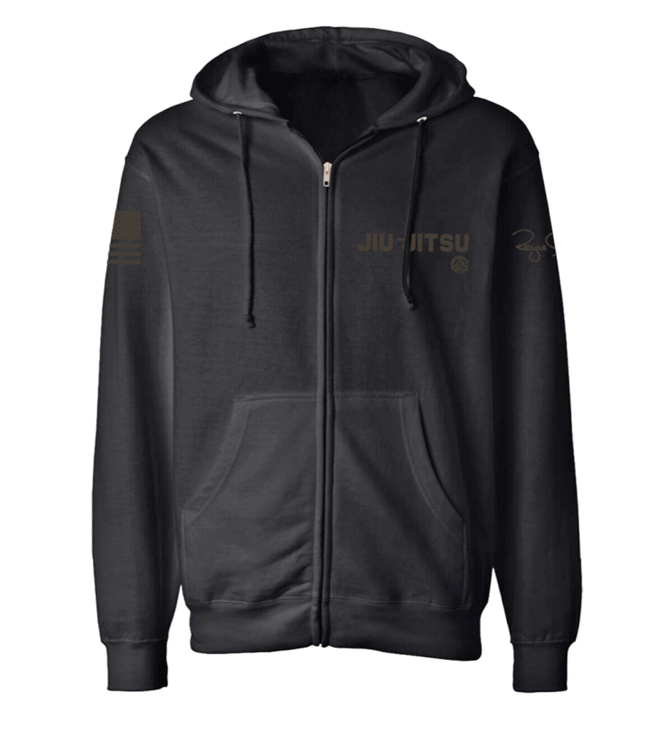 Royce Gracie Blackout Zip Up Hoodie Black