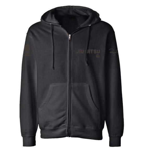 Royce Gracie Charcoal Blackout Zip Up Hoodie YOUTH